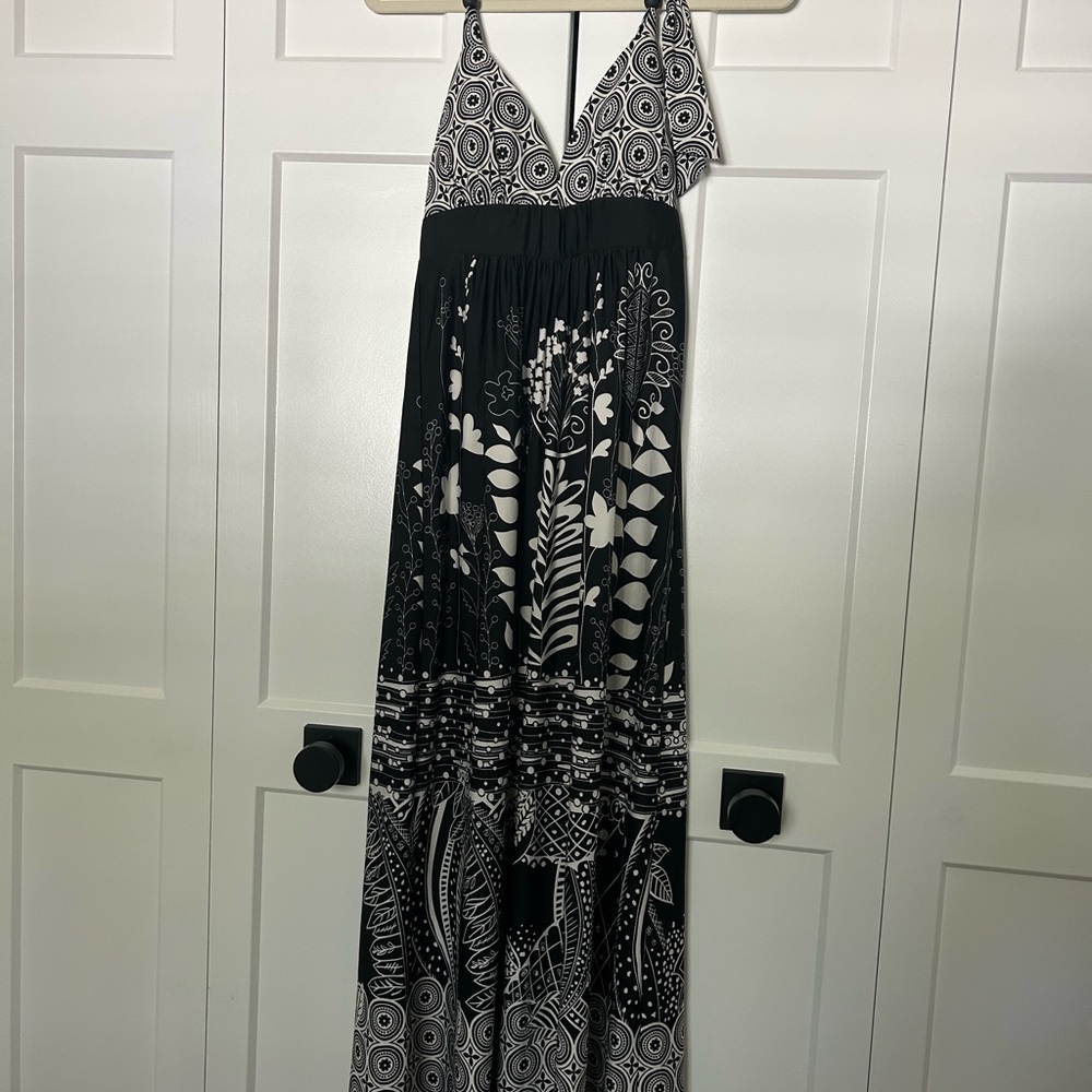 Alyn Paige Black and White Patterned Maxi Dress